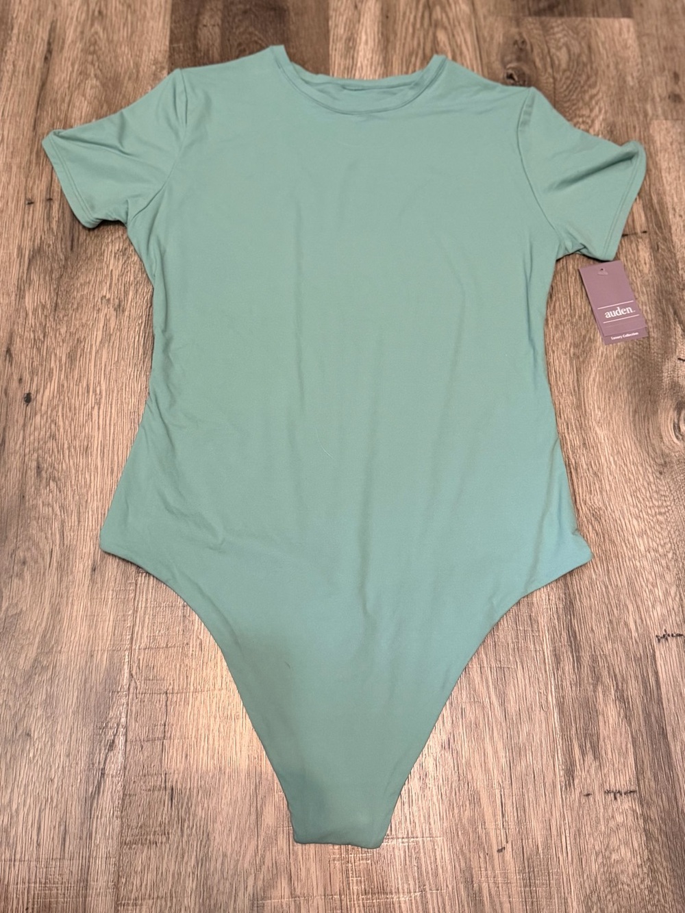 NWT Auden Mint Sage Green Short Sleeve Crewneck Bodysuit XL